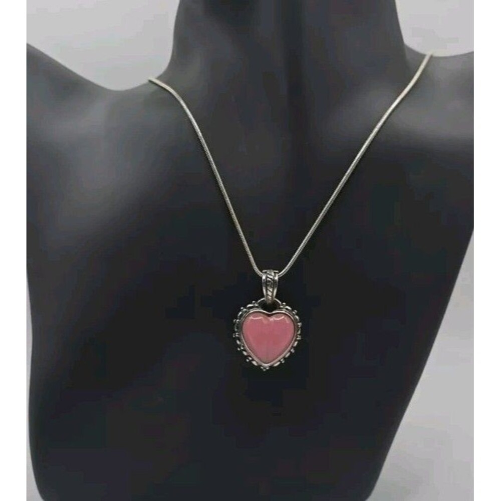 Judith Ripka Sterling Silver Rose Quartz Carved Heart Necklace